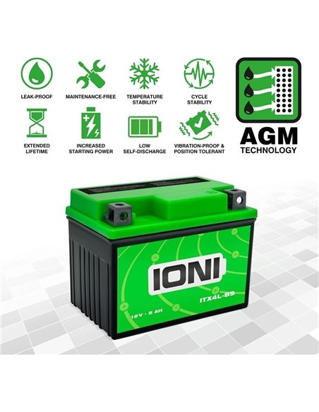 Motorcycle battery IONI 12V 5Ah ITX4L-BS